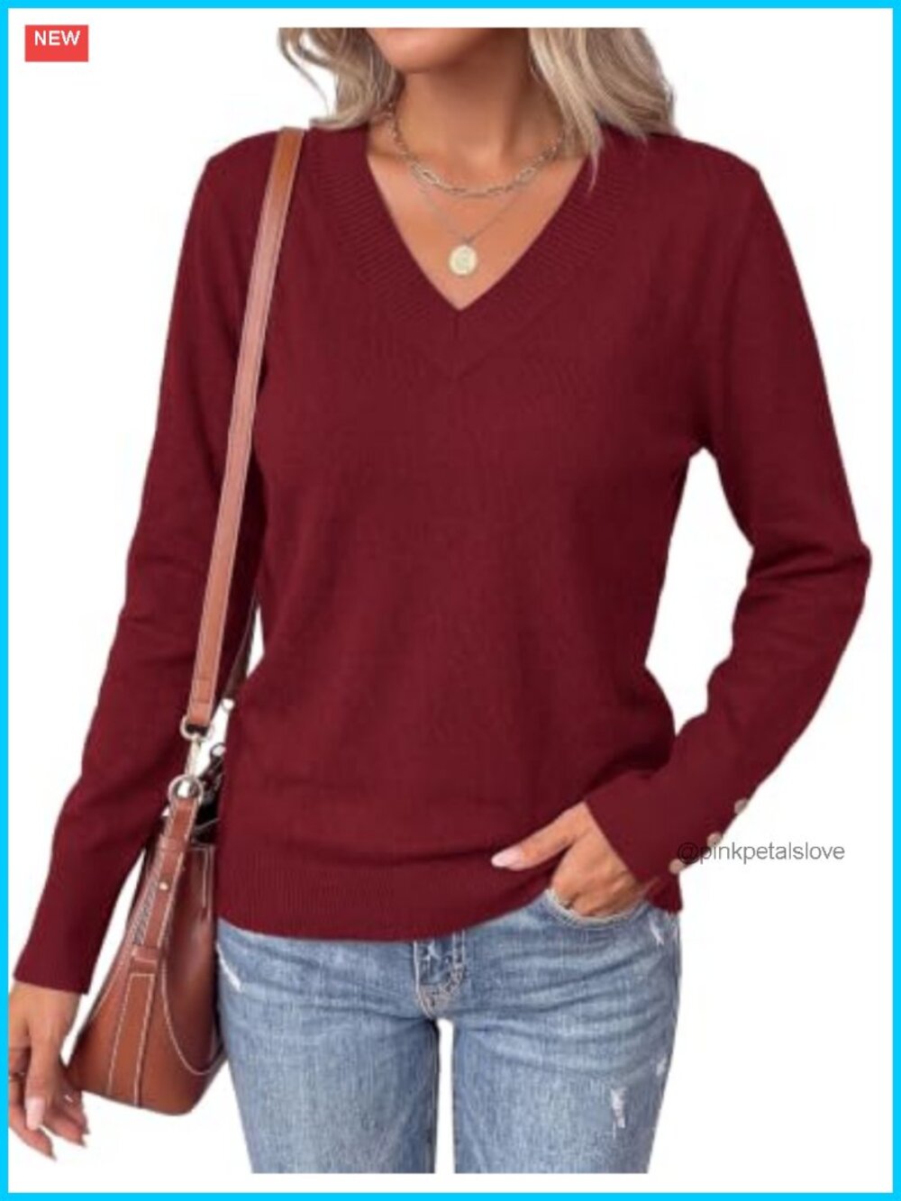 Women's V Neck Pullover Sweater Lightweight Knit Business Casual